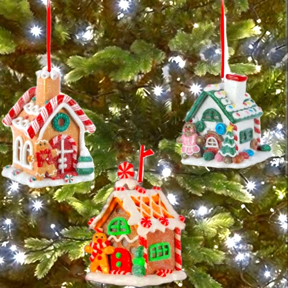 Kurt Adler LED Gingerbread House Ornaments,  Set Of 3 - Picture 2 of 5